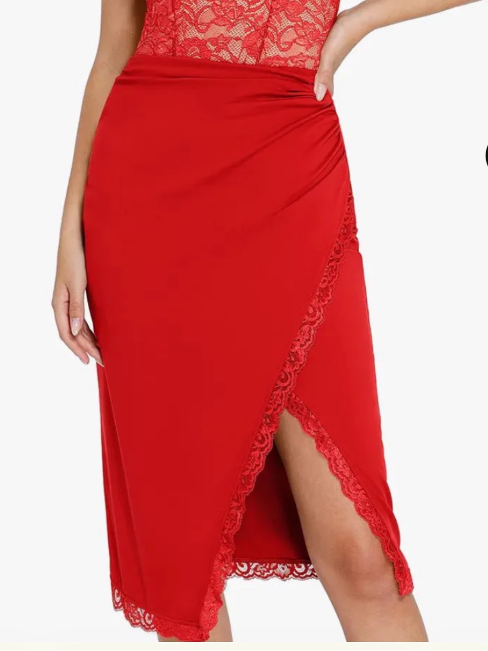 Red Lace built in shapewear skirt
